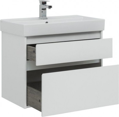 Тумба с раковиной Aquanet Nova Lite 75 белый (2 ящика) напольная/подвесная (00245244)