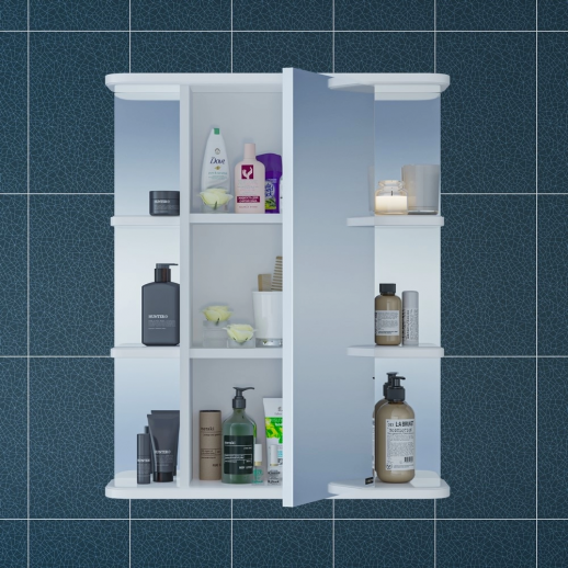 Зеркальный шкаф СаНта "Герда-600" фацет, белый