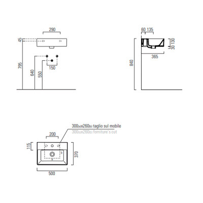 Раковина накладная GSI Kube X 50 9447111 белая прямоугольная