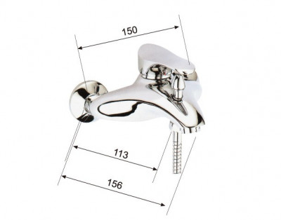 KorDi Genova KD 7204 - C57 смеситель для ванны и душа, хром