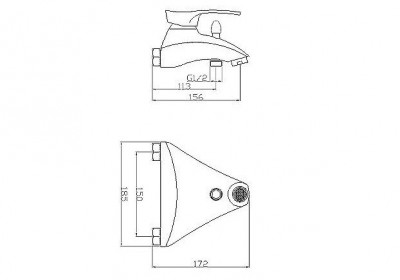 KorDi Genova KD 7204 - C57 смеситель для ванны и душа, хром