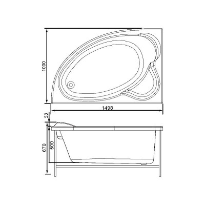 Aquanet Mayorca 00205438 ванна без гидромассажа, 150 см х 100 см, правая