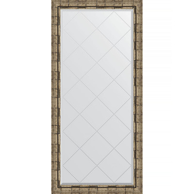 Зеркало настенное Evoform ExclusiveG 135х73 BY 4265 с гравировкой в багетной раме Серебряный бамбук 73 мм