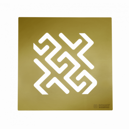 Трап BERGES водосток PLATZ Antik 100х100, бронза, S-сифон D50 H60 боковой