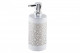 Дозатор для жидкого мыла Primanova белый с серебрянным узором, KOSTA, 7.5х7.5х19.5 см керамика D-20070  (D-20070)
