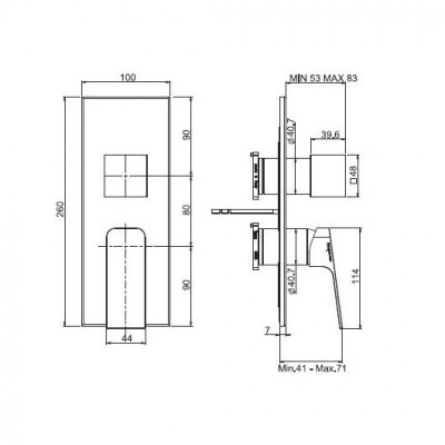 Смеситель для ванны (внешняя часть) FIMA Carlo Frattini Fit F3389X6CR хром