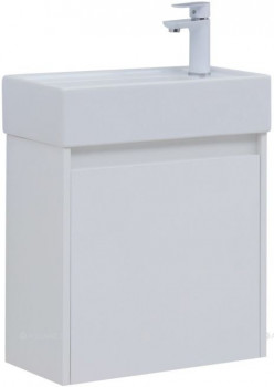 Тумба с раковиной Aquanet Nova Lite 50 белый глянец с дверецей подвесная (00302522)