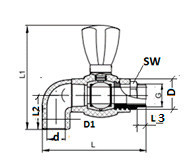 Кран шаровой для радиатора угловой VALFEX STANDARD 25 мм х1/2" белый/серый (10148125)