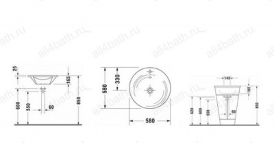 DURAVIT Starck 1  0406580000 умывальник для мебели 58см