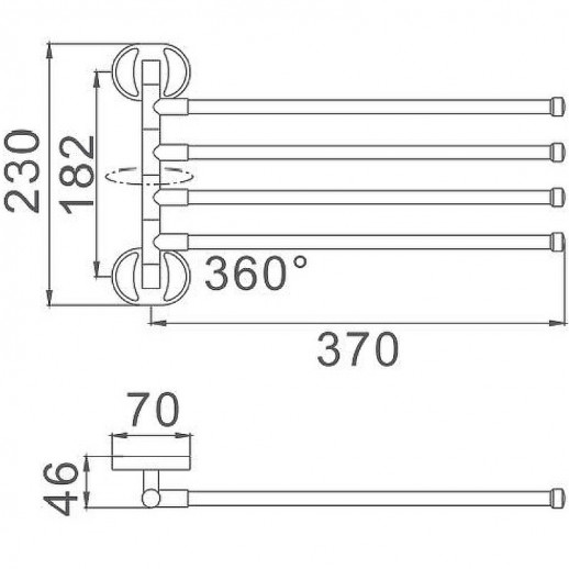 Полотенцедержатель Haiba HB1914 поворотный (металл) хром