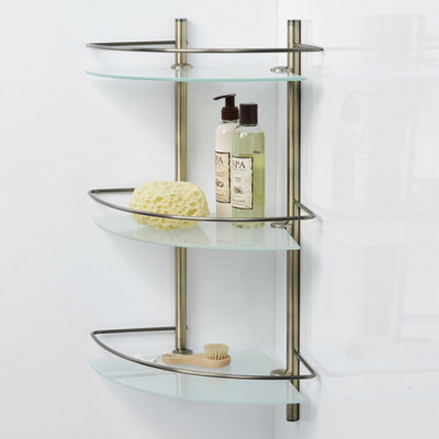 WasserKRAFT Exter K-3533 полка стеклянная тройная угловая, светлая бронза