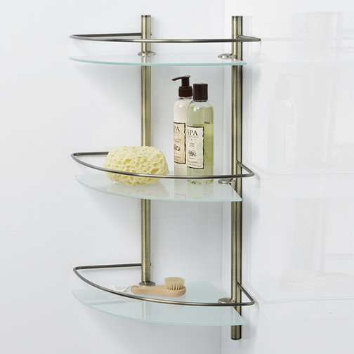 WasserKRAFT Exter K-3533 полка стеклянная тройная угловая, светлая бронза