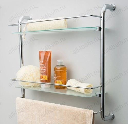 WasserKRAFT K-2022 полка двойная стеклянная с бортом, хром