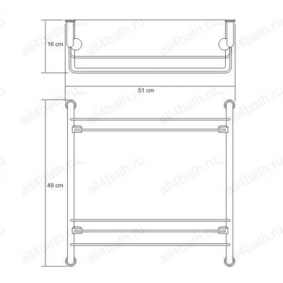 WasserKRAFT K-2022 полка двойная стеклянная с бортом, хром