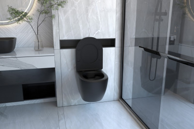 Унитаз ABBER Bequem AC1100MB подвесной черный матовый, безободковый