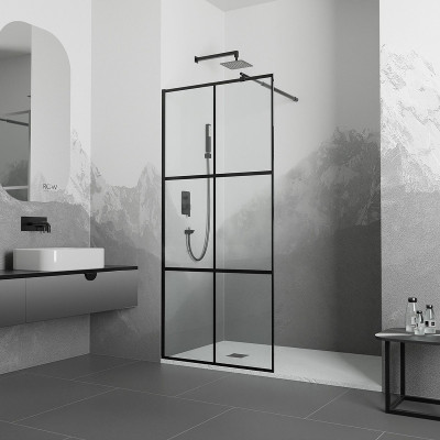 Душевая перегородка RGW Walk In WA-011B 90 35101190-84 черный стекло прозрачное