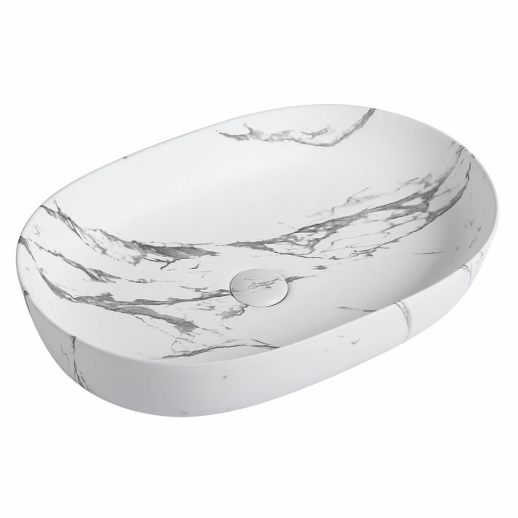 Раковина SantiLine SL-7022MM накладная 60х40 см, под мрамор/матовая