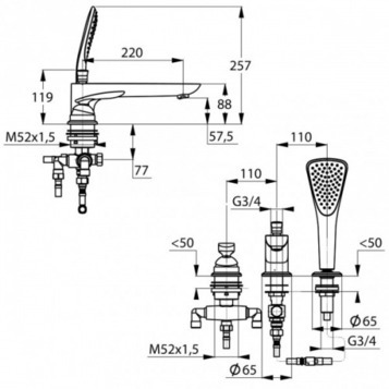 Смеситель на борт ванны KLUDI BALANCE хром черный матовый 524478775