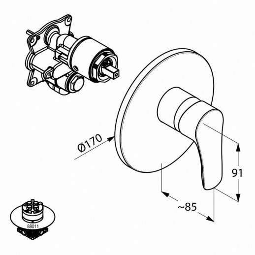 (СНЯТ!) Смеситель для душа KLUDI Tercio хром 386560575