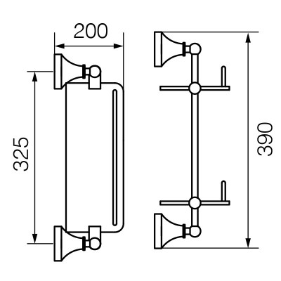VERAGIO GIALETTA VR.GIL-6412.DO полка двойная с ограничителем 35 см, матовое стекло/золото