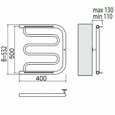 Полотенцесушитель водяной Terminus Фокстрот 500x400 4620768881275 с полкой хром