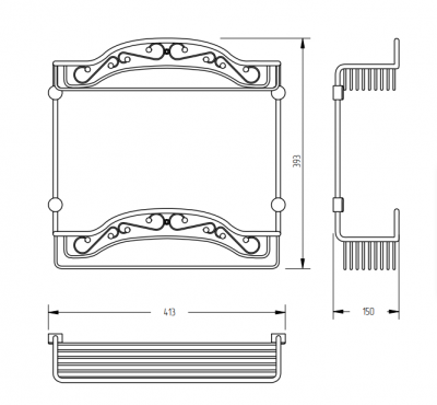 MIGLIORE Complementi 22023 полка-решетка двухуровневая с галереей, бронза