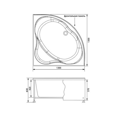 Aquanet Vitoria 00205371 ванна без гидромассажа, 130 см х 130 см