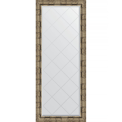 Зеркало настенное Evoform ExclusiveG 153х63 BY 4136 с гравировкой в багетной раме Серебряный бамбук 73 мм