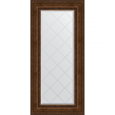 Зеркало настенное Evoform ExclusiveG 132х62 BY 4085 с гравировкой в багетной раме Состаренная бронза с орнаментом 120 мм