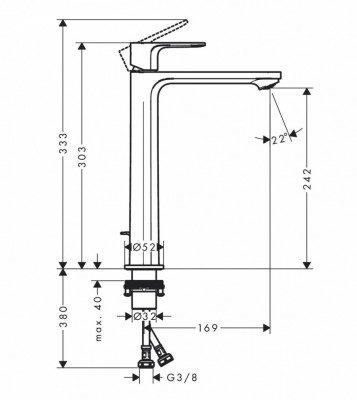 Высокий смеситель для раковины Hansgrohe Rebris E 72581670 (черный матовый)