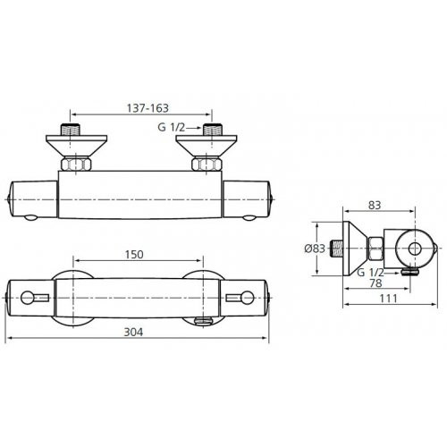 IDEAL STANDARD Ceraterm 50 A6367AA смеситель термостатический для душа, хром