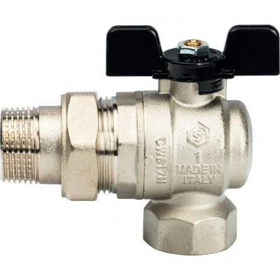 Кран шаровой полнопроходной угловой, ВР/НР, ручка бабочка 1, американка STOUT (SVB-0008-000025)