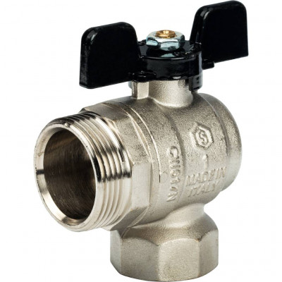 Кран шаровой полнопроходной угловой, ВР/НР, ручка бабочка 1, американка STOUT (SVB-0008-000025)