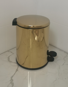 Урна для мусора Primanova CİGO M-E41-37-06 с педалью и крышкой SOFT CLOSE, 6л, золото