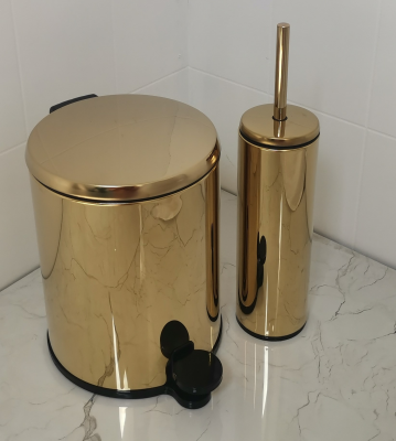 Урна для мусора Primanova CİGO M-E41-37-06 с педалью и крышкой SOFT CLOSE, 6л, золото