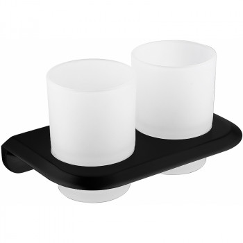 Стакан для зубных щеток Abber Nord AA1557B двойной черный матовый