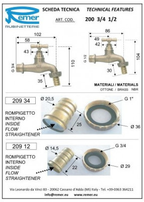 Кран шаровой с носиком Remer RR 200 3/4"