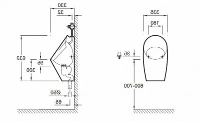Писсуар подвесной Jacob Delafon Patio E1545-00, белый, фарфор, 33.5 см