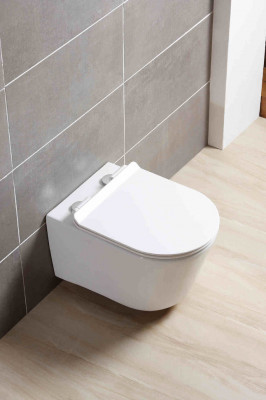 Унитаз компакт Aquatek ОБЕРОН подвесной безободковый с бачком сиденье микролифт AQ1363W-00