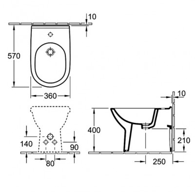 Villeroy&Boch O.novo 54610001 биде напольное, белое