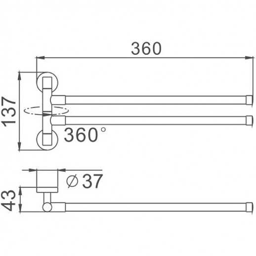 Полотенцедержатель Haiba HB112 поворотный (металл) хром