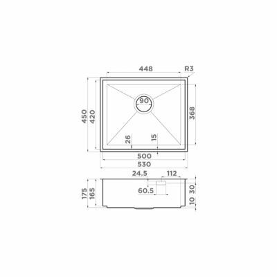 Мойка OMOIKIRI KASEN 53-INT-LG нерж.сталь золото прямоугольная  175 (4993790)