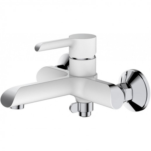 Смеситель для ванны Haiba HB60805-8 с душевым гарнитуром (латунь) белый, хром