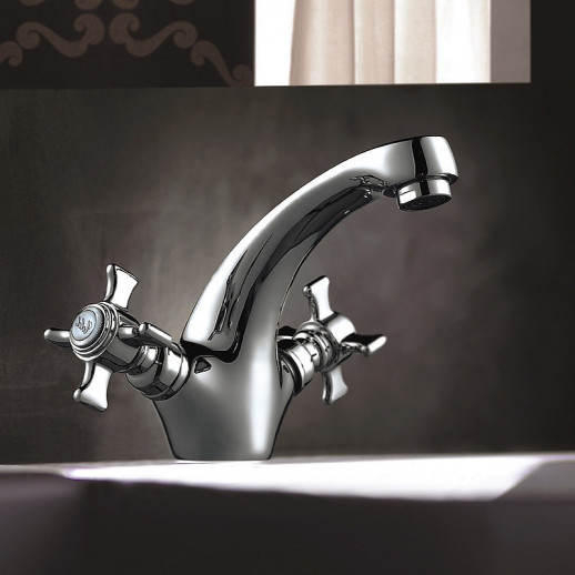 Смеситель для раковины Haiba HB1024 двухвентильный (латунь) хром