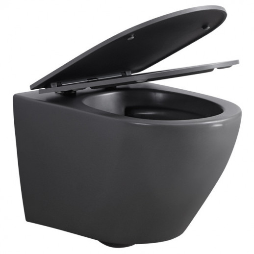 Унитаз ABBER Bequem AC1101MG подвесной серый матовый, безободковый