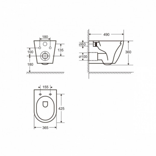 Унитаз ABBER Bequem AC1101MG подвесной серый матовый, безободковый