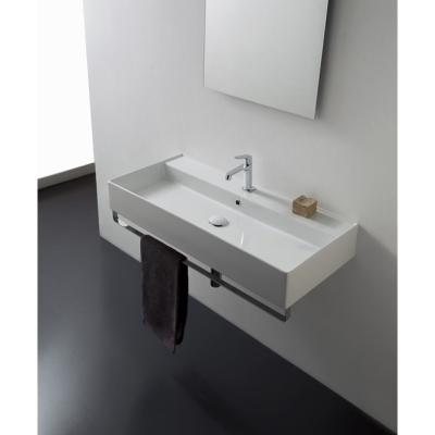 Раковина Scarabeo Teorema 2.0 5107 R120 SF без отверстия 121х46х14 см, белый глянец