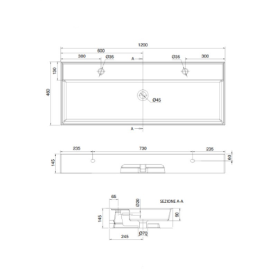 Раковина Scarabeo Teorema 2.0 5107 R120 SF без отверстия 121х46х14 см, белый глянец