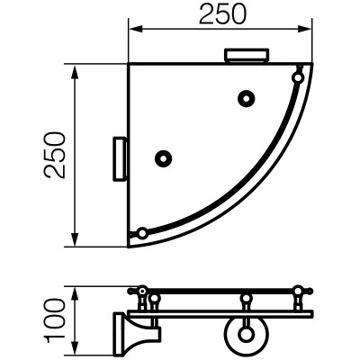 VERAGIO GIALETTA VR.GIL-6417.DO полка угловая с ограничителем, матовое стекло/золото