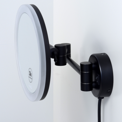 WasserKRAFT K-1004black зеркало с LED-подсветкой, 3-х кратное увеличение